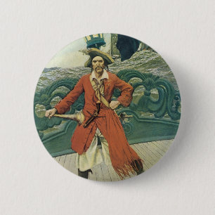 Vintage Pirates, Captain Keitt by Howard Pyle Pinback Button