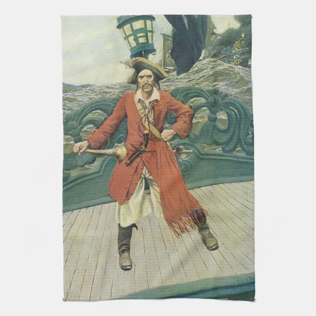 Vintage Pirates, Captain Keitt by Howard Pyle Towel (Vertical)