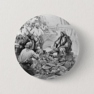 Vintage Pirates Counting their Treasures and Loot Pinback Button