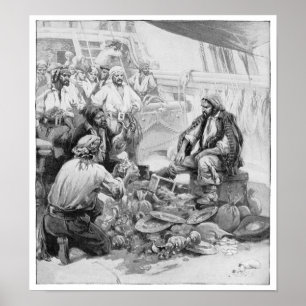 Vintage Pirates Counting their Treasures and Loot Poster