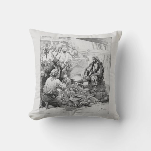 Vintage Pirates Counting their Treasures and Loot Throw Pillow