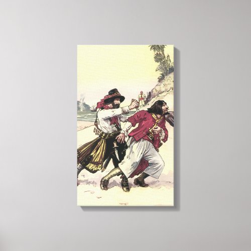 Vintage Pirates Duel till the Death on the Beach Canvas Print