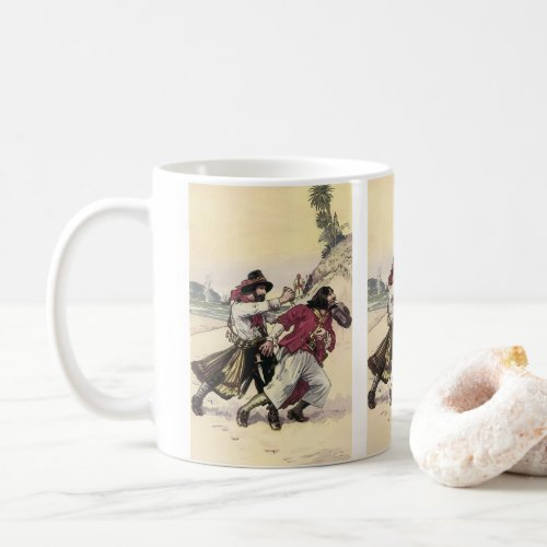 Vintage Pirates Duel till the Death on the Beach Coffee Mug