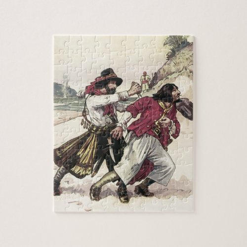 Vintage Pirates Duel till the Death on the Beach Jigsaw Puzzle