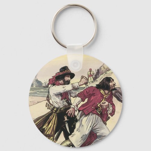 Vintage Pirates Duel till the Death on the Beach Keychain