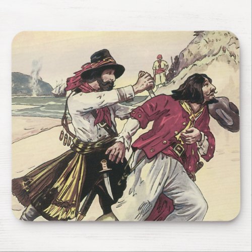 Vintage Pirates Duel till the Death on the Beach Mouse Pad