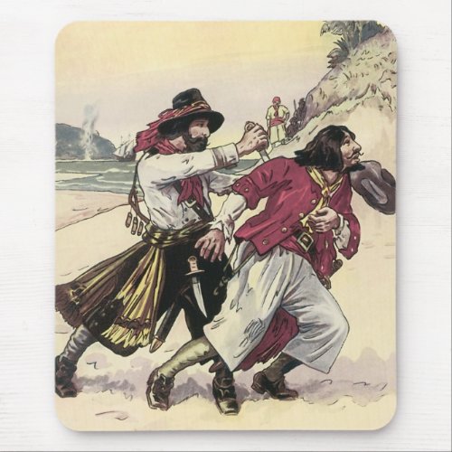 Vintage Pirates Duel till the Death on the Beach Mouse Pad