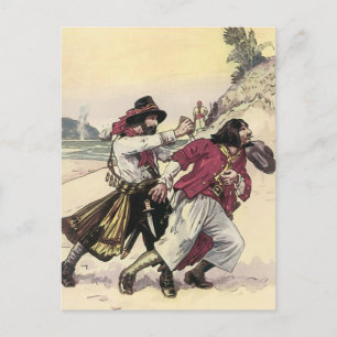 Vintage Pirates, Duel till the Death on the Beach Postcard