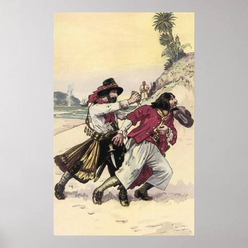 Vintage Pirates Duel till the Death on the Beach Poster