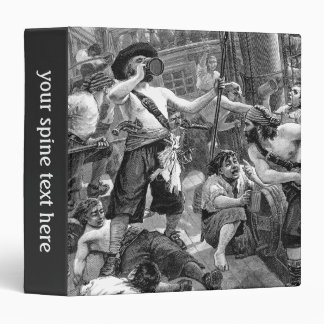 Vintage Pirates Fighting and Drinking on the Ship 3 Ring Binder