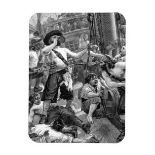 Vintage Pirates Fighting and Drinking on the Ship Magnet
