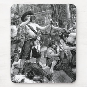 Vintage Pirates Fighting and Drinking on the Ship Mouse Pad