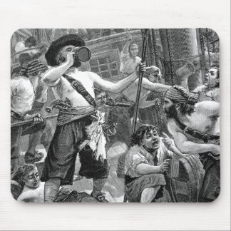 Vintage Pirates Fighting and Drinking on the Ship Mouse Pad