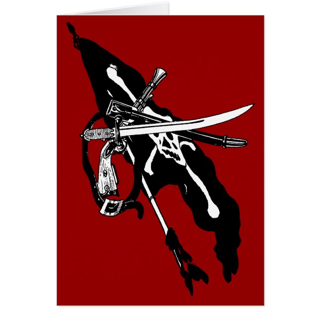 Vintage Pirates Flag, Jolly Roger Skull Crossbones Cards (Front)
