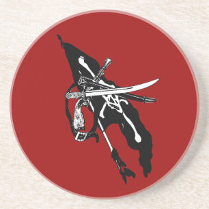 Vintage Pirates Flag, Jolly Roger Skull Crossbones Drink Coaster