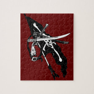 Vintage Pirates Flag, Jolly Roger Skull Crossbones Jigsaw Puzzle