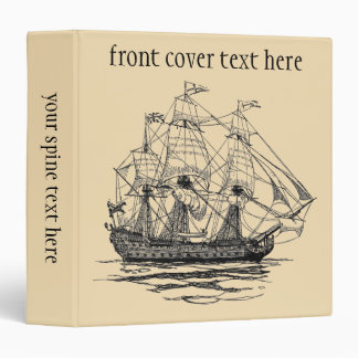 Vintage Pirates Galleon, Sketch of a 74 Gun Ship 3 Ring Binder
