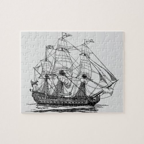 Vintage Pirates Galleon Sketch of a 74 Gun Ship Jigsaw Puzzle