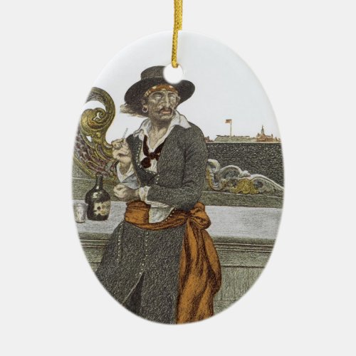 Vintage Pirates Kidd on Deck of Adventure Galley Ceramic Ornament