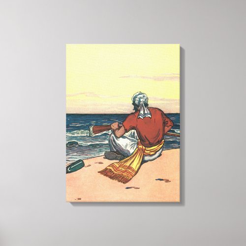 Vintage Pirates Marooned on a Deserted Island Canvas Print