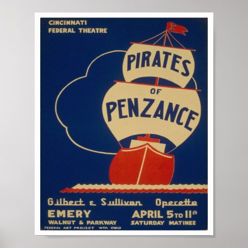 Vintage Pirates of Penzance WPA Poster_ 8x10 Poster