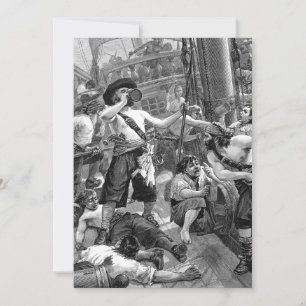 Vintage Pirates on Ship, Wedding Party Invitation