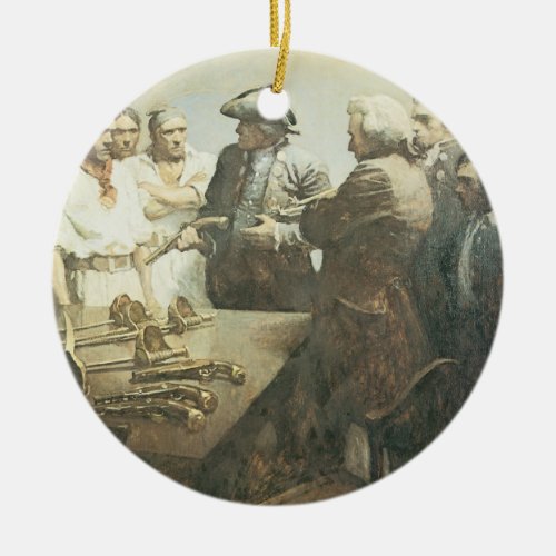 Vintage Pirates Preparing for Mutiny by NC Wyeth Ceramic Ornament