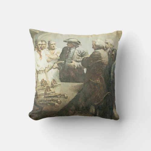 Vintage Pirates Preparing for Mutiny by NC Wyeth Throw Pillow