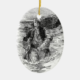 Vintage Pirates, Sir Henry Morgan in the Ocean Ceramic Ornament