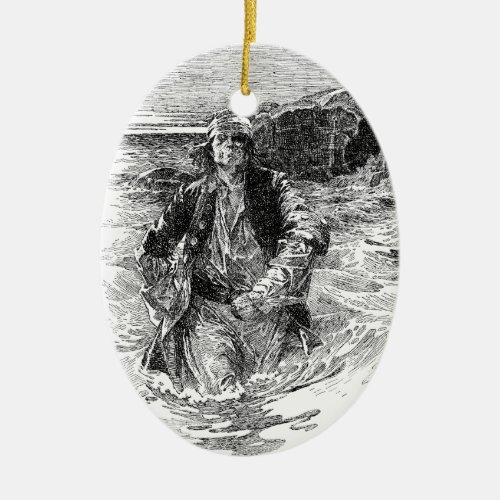 Vintage Pirates Sir Henry Morgan in the Ocean Ceramic Ornament