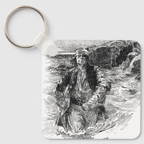 Vintage Pirates Sir Henry Morgan in the Ocean Keychain