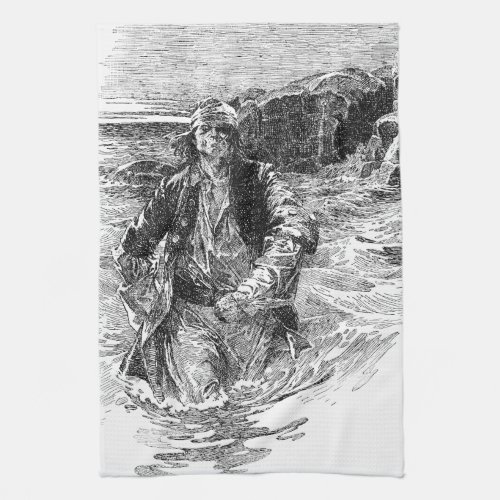 Vintage Pirates Sir Henry Morgan in the Ocean Kitchen Towel