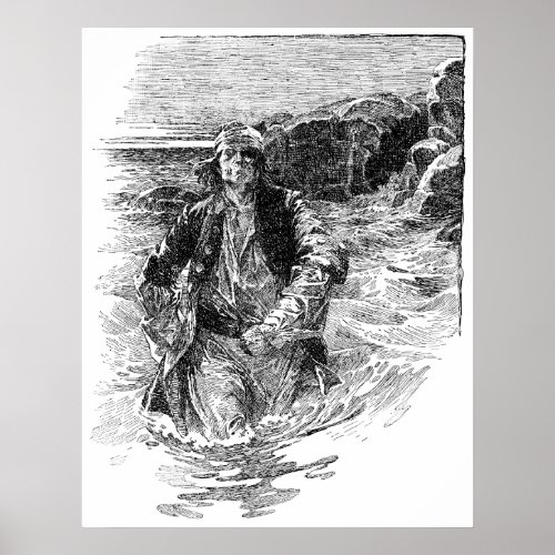 Vintage Pirates Sir Henry Morgan in the Ocean Poster