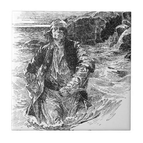 Vintage Pirates Sir Henry Morgan in the Ocean Tile