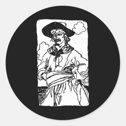 Vintage Pirates Sketch of a Captain by Howard Pyle Classic Round Sticker