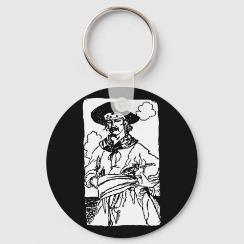 Vintage Pirates Sketch of a Captain by Howard Pyle Keychain