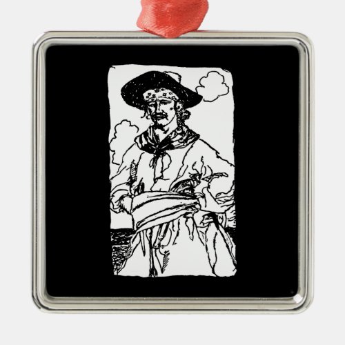 Vintage Pirates Sketch of a Captain by Howard Pyle Metal Ornament