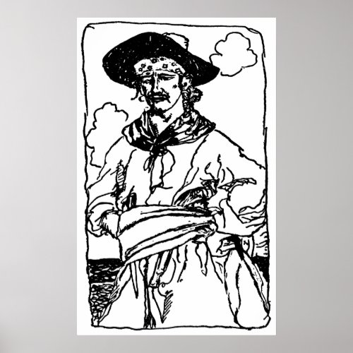 Vintage Pirates Sketch of a Captain by Howard Pyle Poster