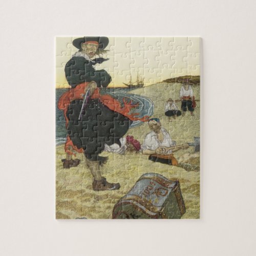 Vintage Pirates William Kidd Burying Treasure Jigsaw Puzzle