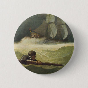 Vintage Pirates, Wreck of the Covenant by NC Wyeth Pinback Button