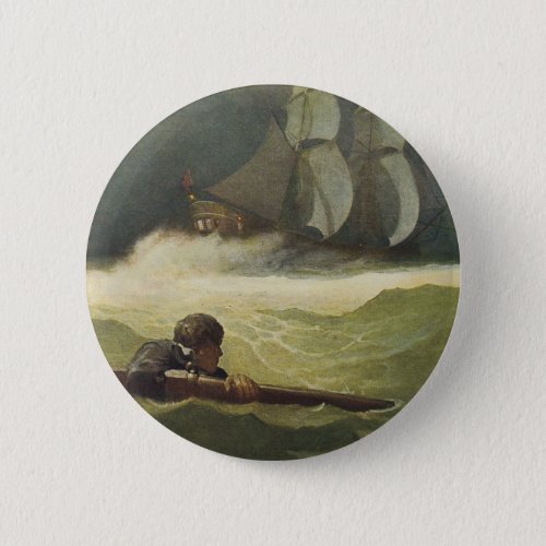 Vintage Pirates Wreck of the Covenant by NC Wyeth Pinback Button