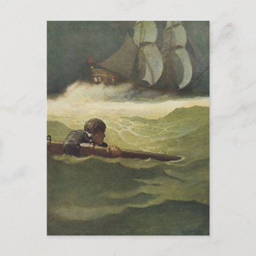 Vintage Pirates Wreck of the Covenant by NC Wyeth Postcard