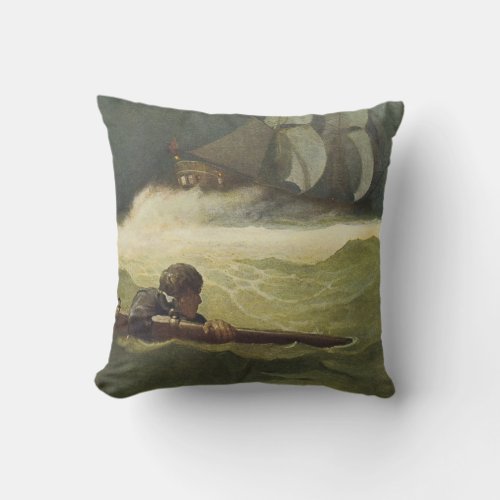 Vintage Pirates Wreck of the Covenant by NC Wyeth Throw Pillow