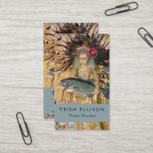 Vintage Pisces Fish Woman Gothic Classic Business Card