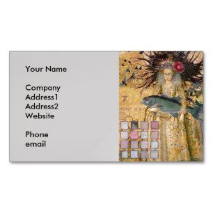 Vintage Pisces Fish Woman Gothic Classic Business Card Magnet