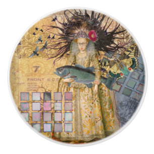 Vintage Pisces Fish Woman Gothic Classic Ceramic Knob