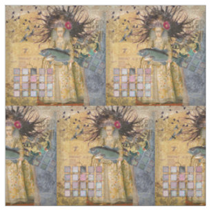 Vintage Pisces Fish Woman Gothic Classic  Fabric