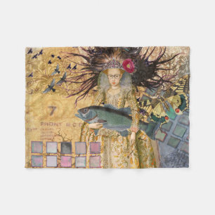 Vintage Pisces Fish Woman Gothic Classic Fleece Blanket