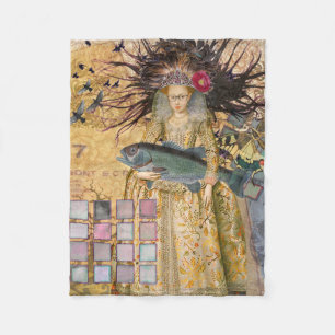 Vintage Pisces Fish Woman Gothic Classic Fleece Blanket