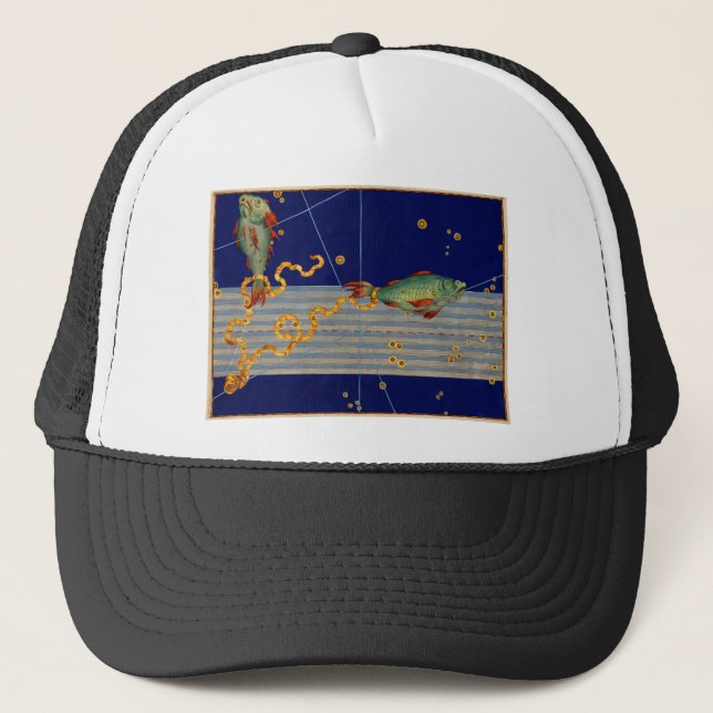 Vintage Pisces Star Chart Trucker Hat (Front)